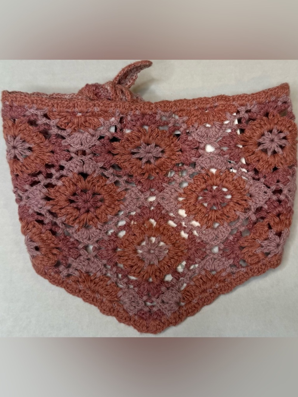 Zara Dusty Rose and Mauve Crochet Triangle Scarf